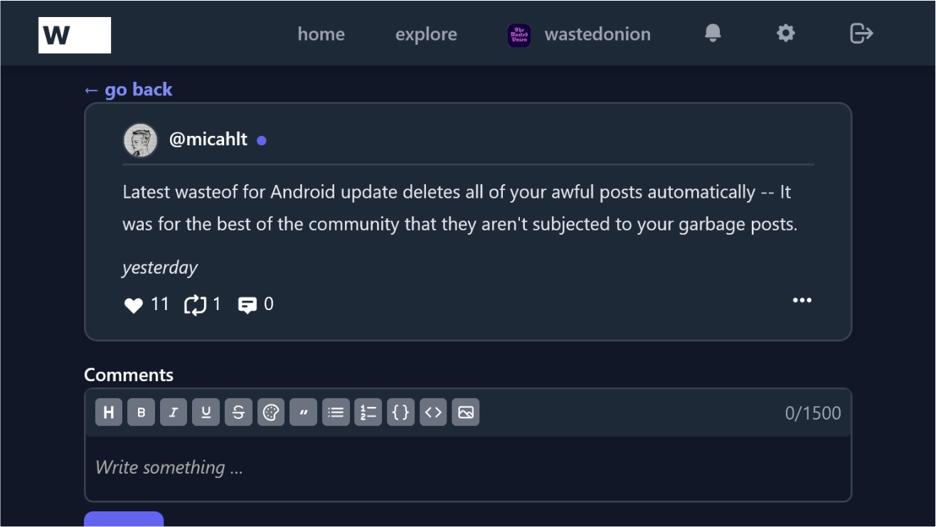 New Wasteof For Android Update Automatically Deletes All Of Your Shitty Posts