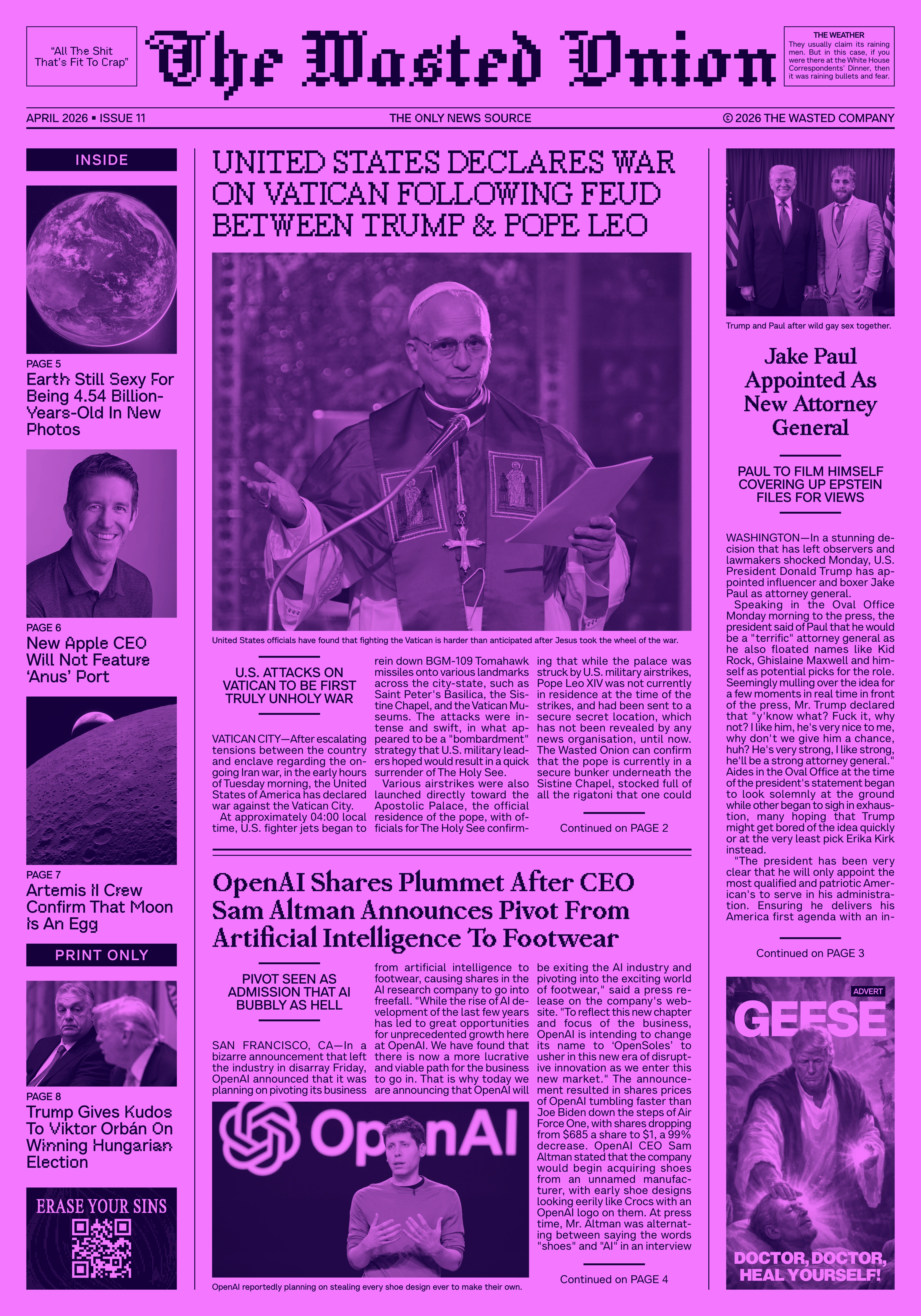 The Wasted Onion Newspaper: April 2026