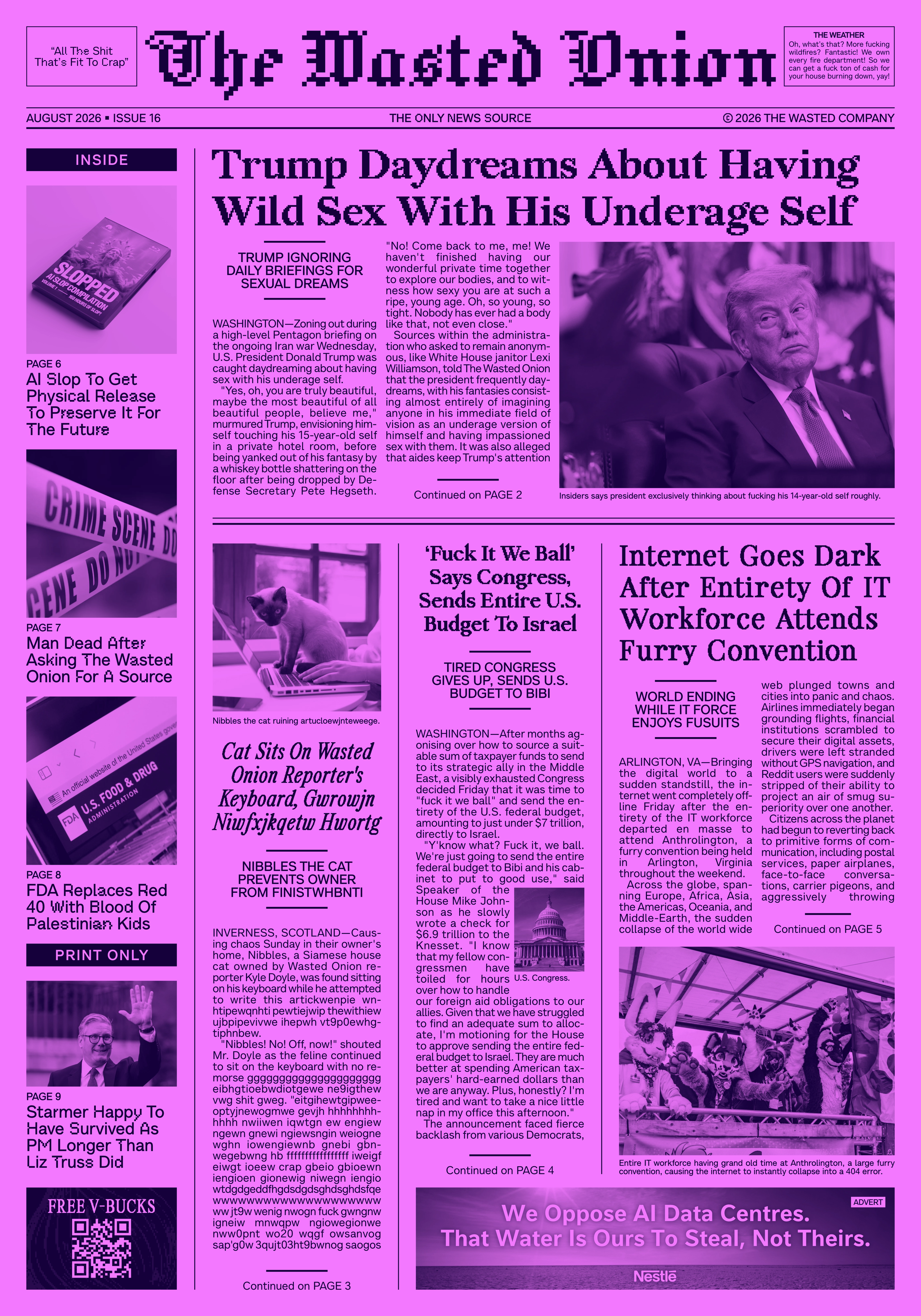 The Wasted Onion Newspaper: August 2026
